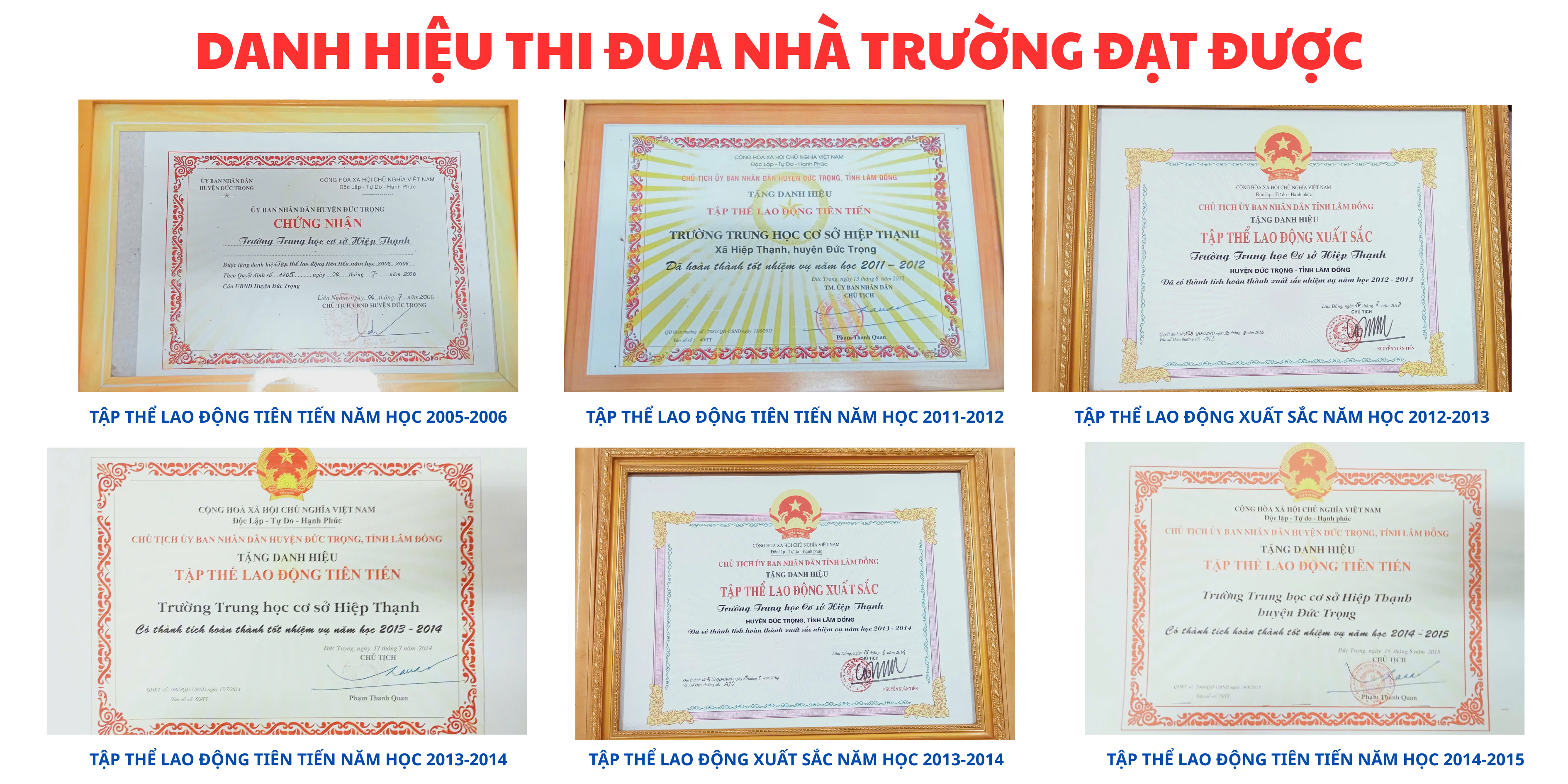 DANH HIỆU THI ĐUA NHÀ TRƯỜNG ĐẠT ĐƯỢC