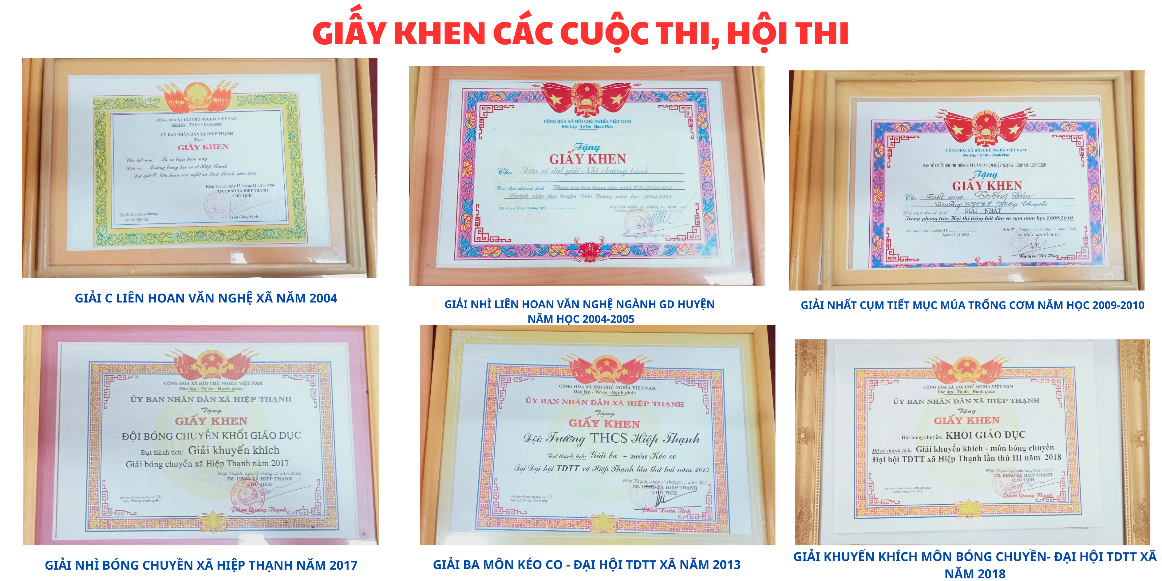 GIẤY KHEN CÁC CUỘC THI